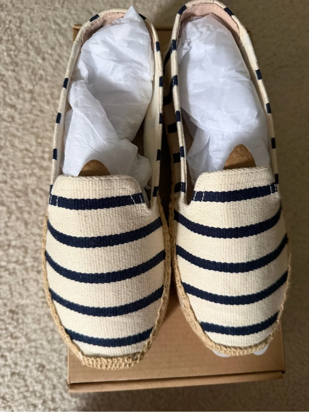 Striped Canvas Espadrilles - Navy & Cream